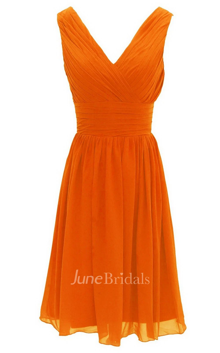 Chic V-neck Pleated A-line Gown With Ruched Band