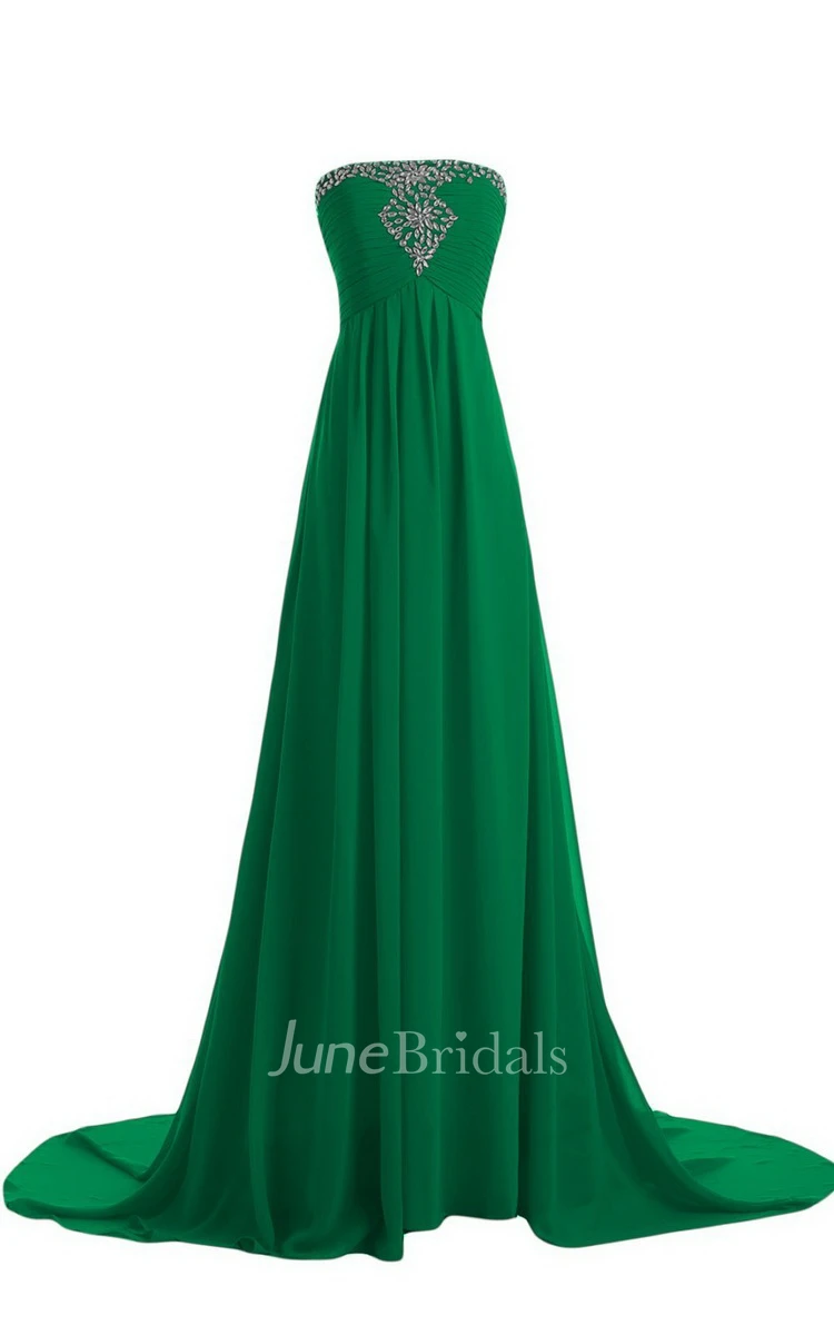 Strapless Court Train With Crystal Trim