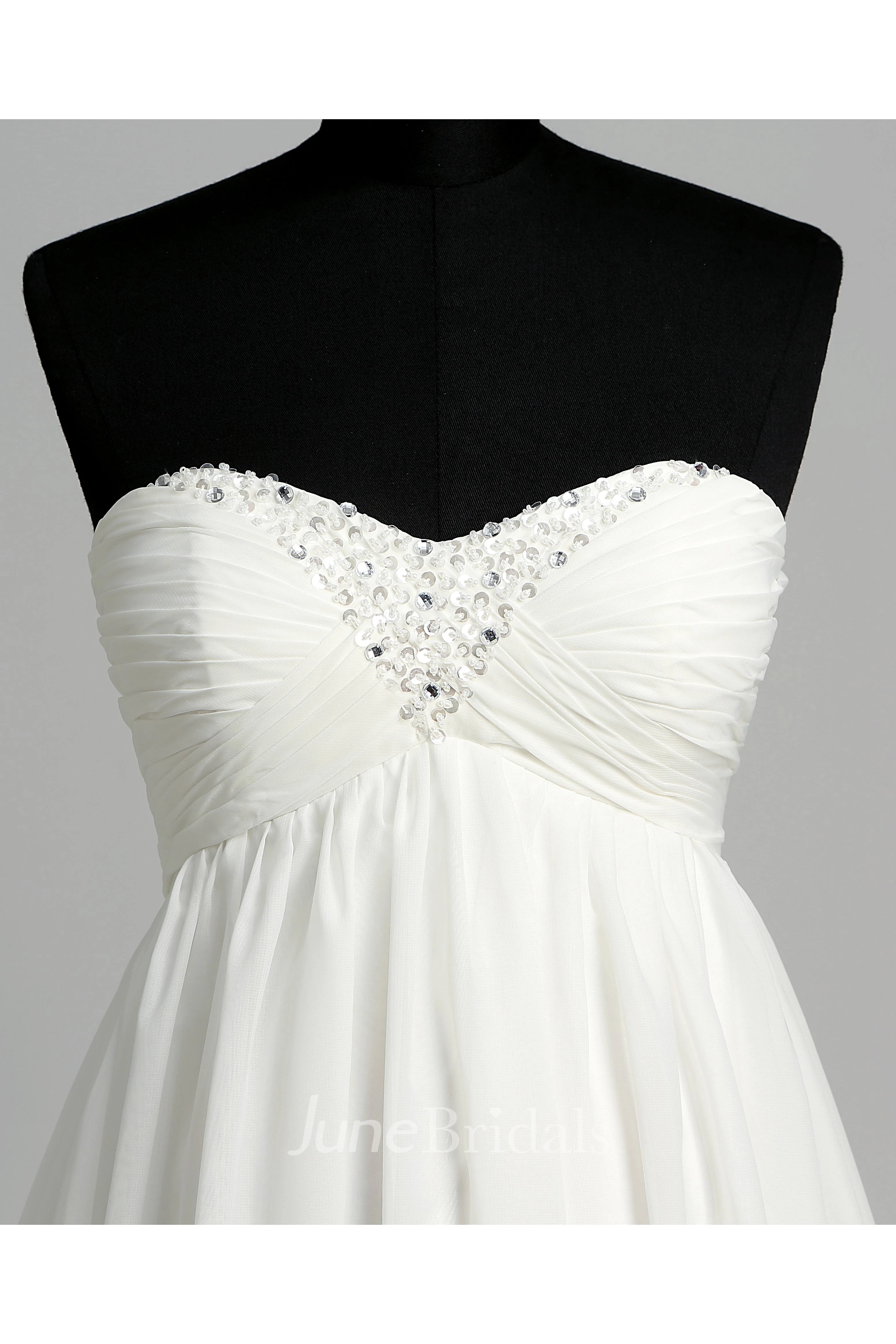 Floor-length Court Train A-line Sweetheart Sleeveless Chiffon Maternity Weeding Dress