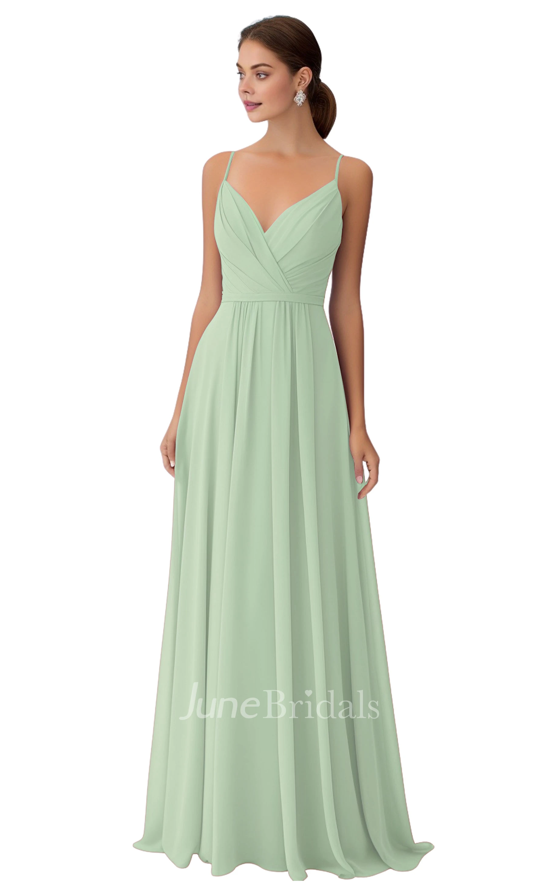 Bohemian V-neck A-Line Chiffon Bridesmaid Dress