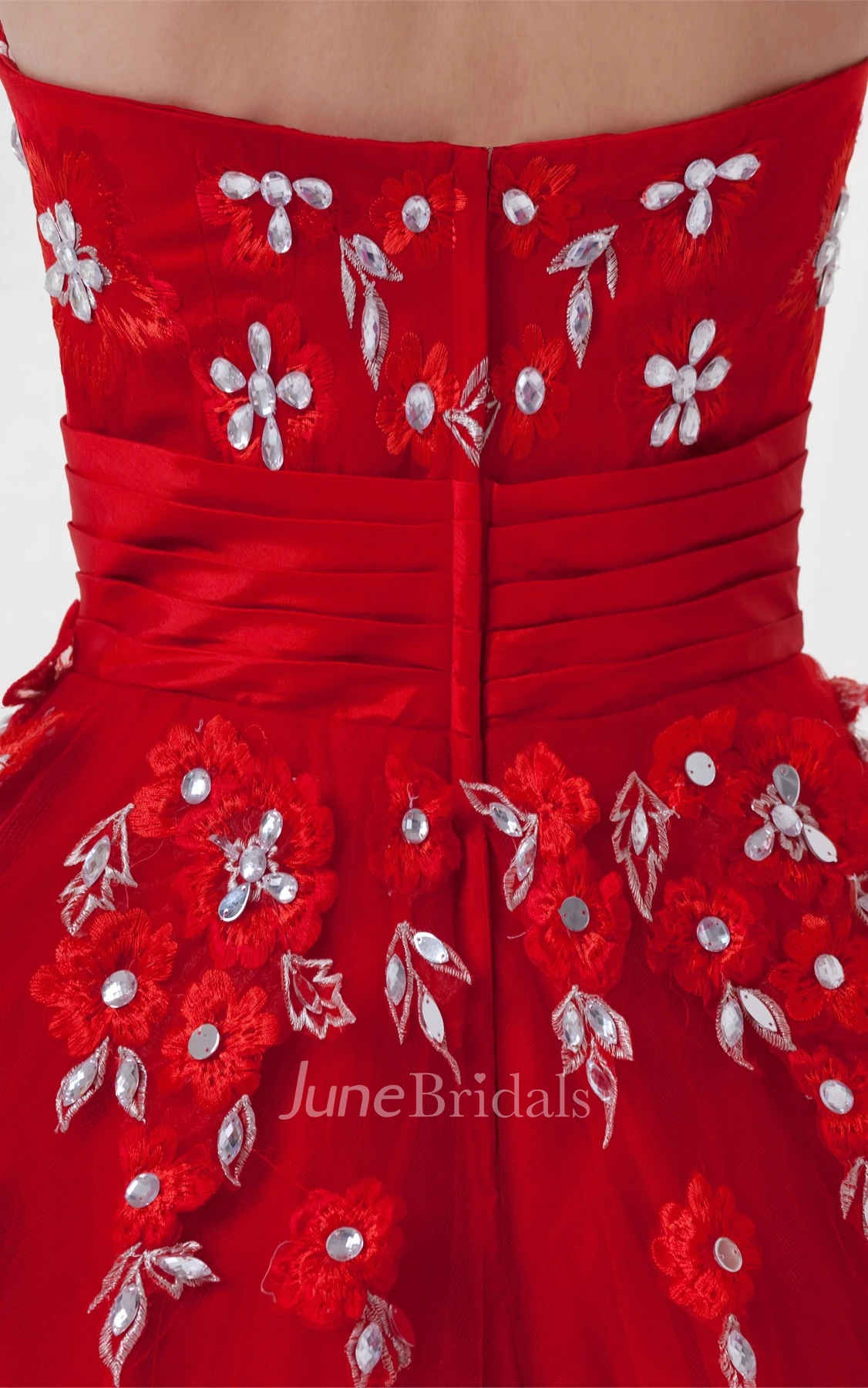 flamboyant a-line sweetheart dress with tulle overlay and rhinestone