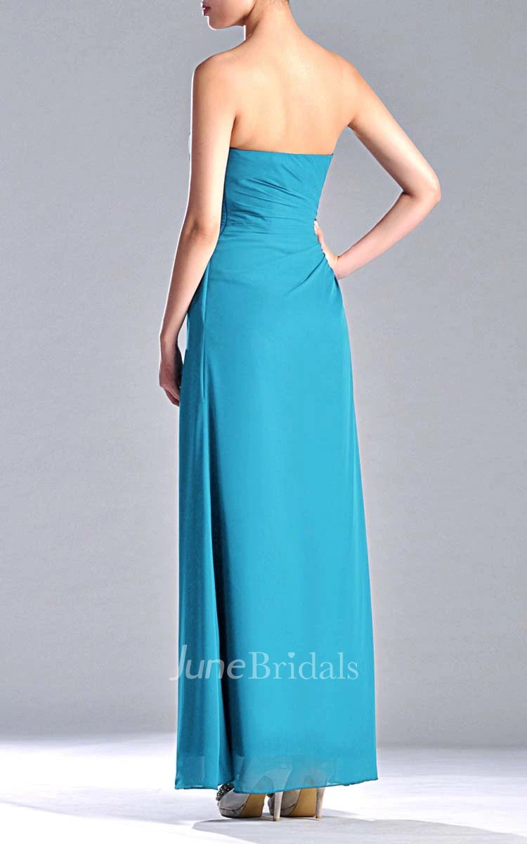 Sweetheart Empire Chiffon Floor-length Dress With 3D Flower