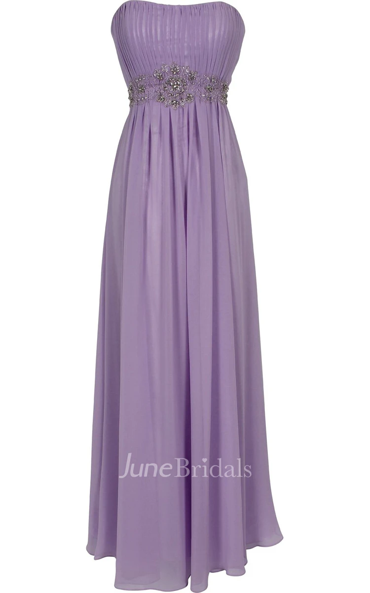 Strapless Ruffle Chiffon Dress With Beading