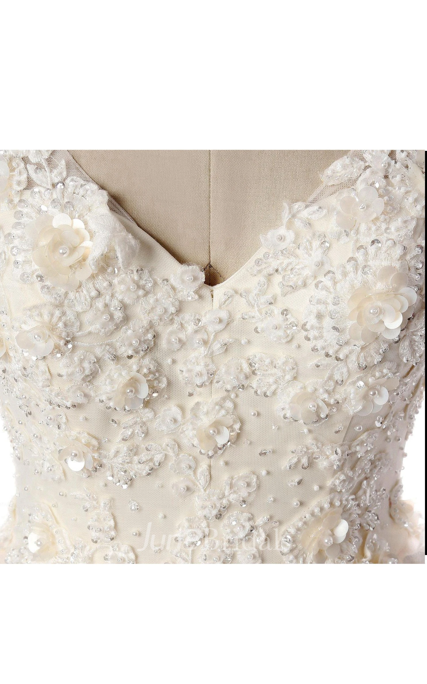 Court Train Tulle Lace Dress With Beading Lace-Up Back