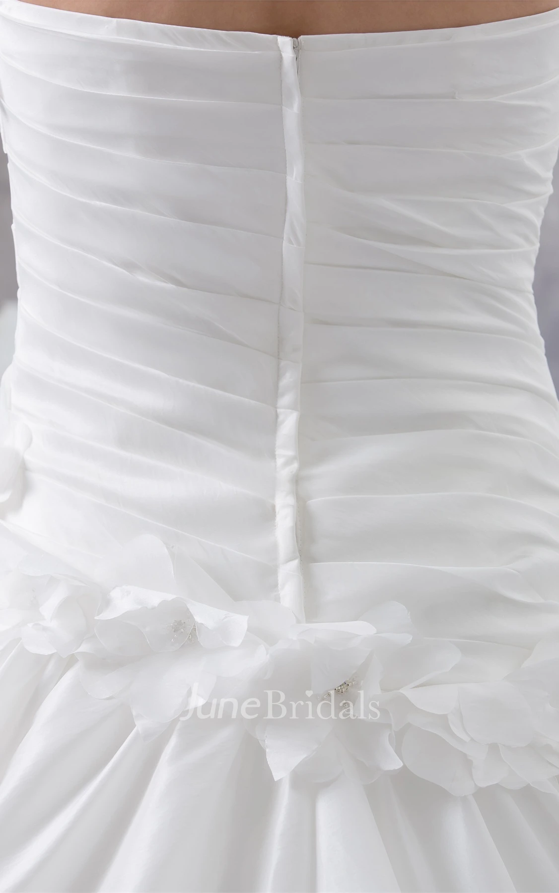 Strapless Ruffled A-Line Dress with Tiers and Flower