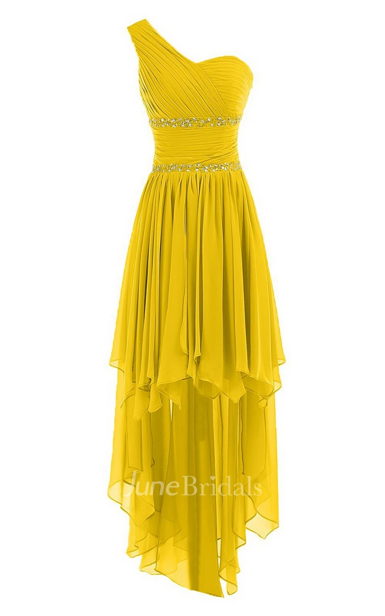 One-shoulder Asymmetrical Chiffon Dress With Sequins