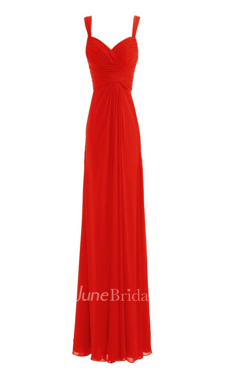 Sleeveless Empire Chiffon Dress With Criss-cross Ruching