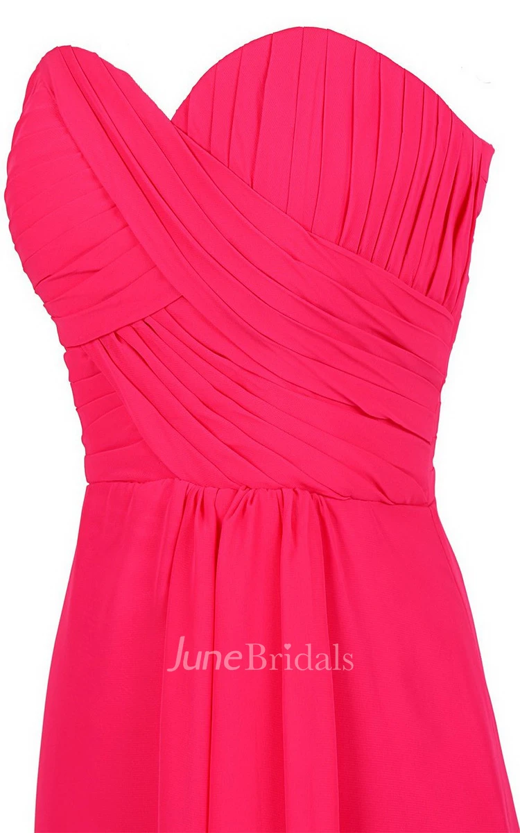 Sweetheart Short Chiffon Dress With Crisscross Ruching