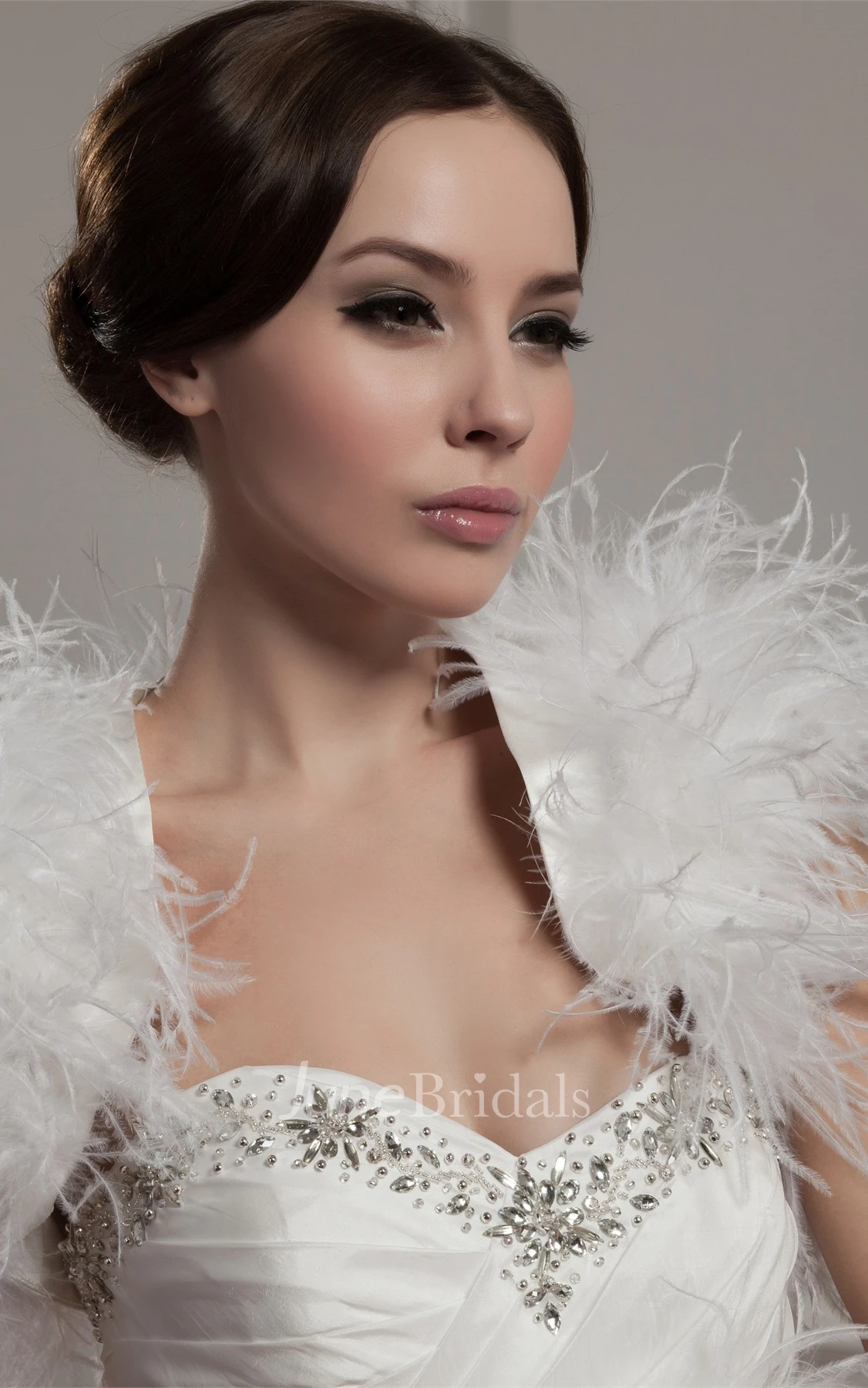 Strapless Criss-Cross Ruffled A-Line Gown with Beading and Bolero