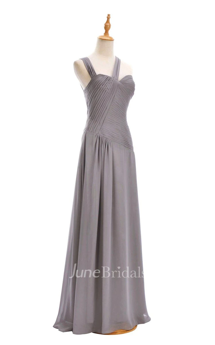 One-shoulder Sweetheart Long Empire Dress With Side Slit