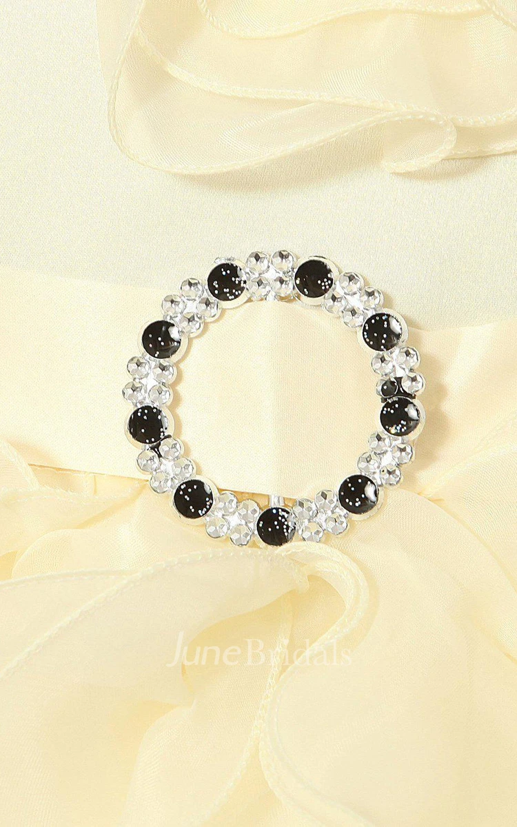 Sleeveless A-line Beaded Dress With Flowers and Bow