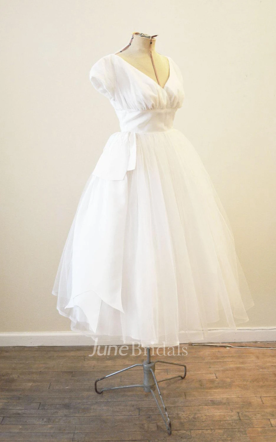Ameri Vintage TULLE DOCKING DRESS ベージュ S cd0195_champagne.jpg?crop=