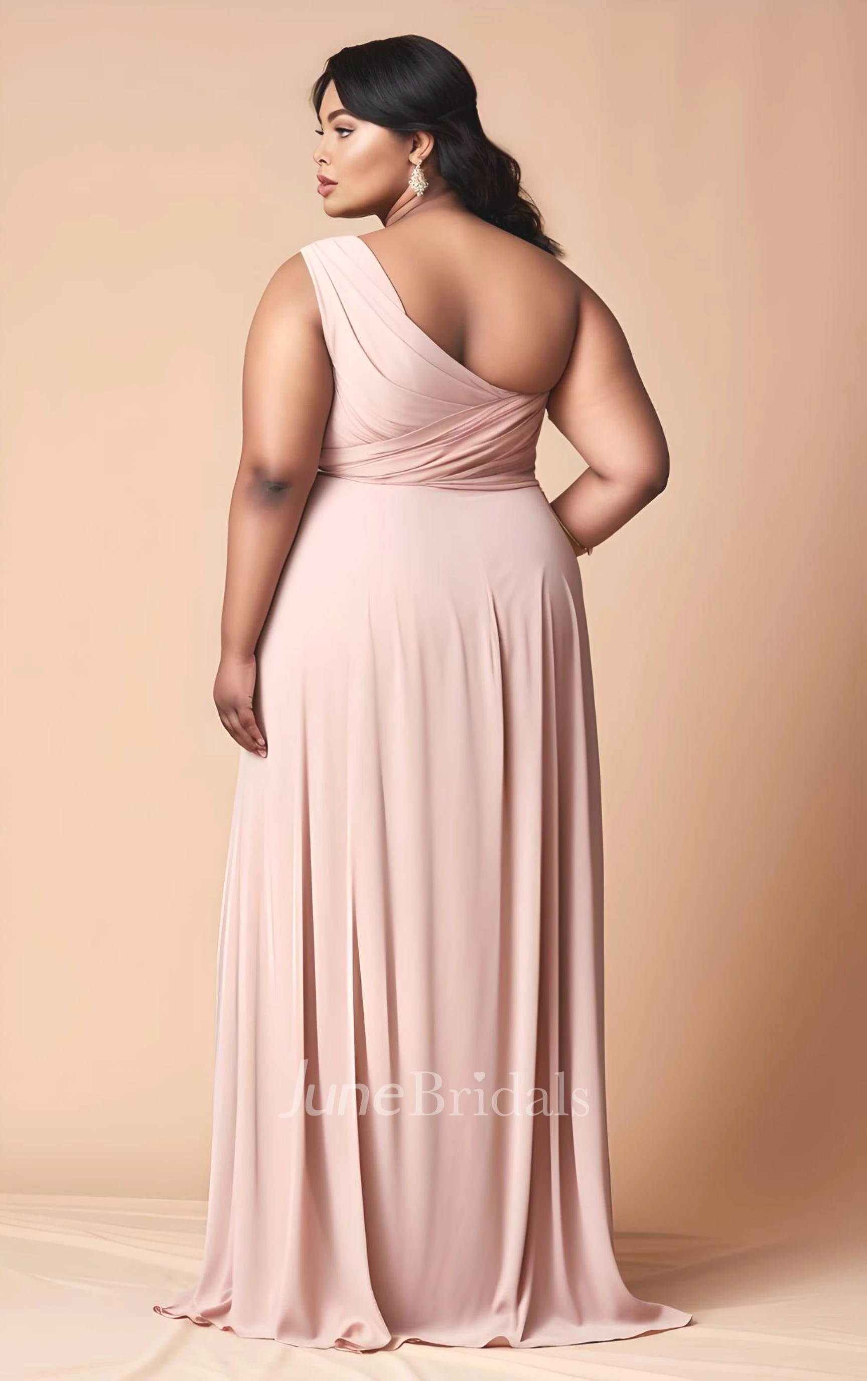 A-Line 2025 Plus Size Sleeveless Chiffon Bridesmaid Dress Simple Casual Sexy Ethereal Modern Floor-length