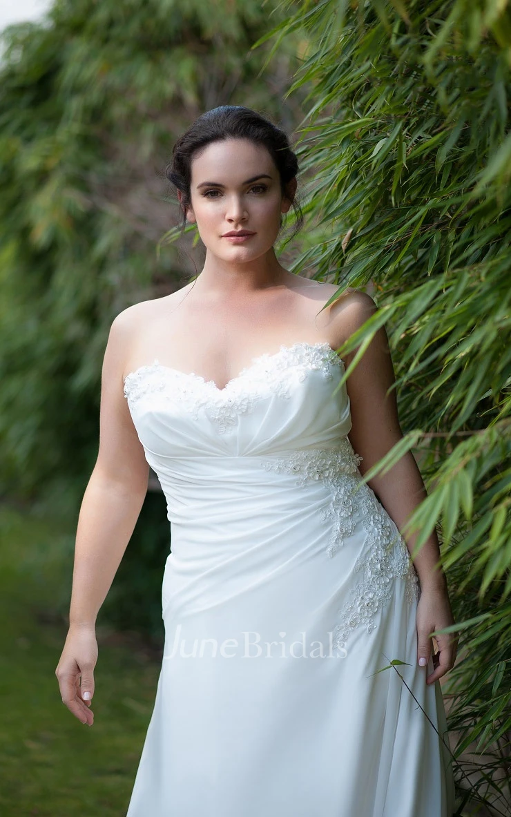 Trumpet Long Sweetheart Sleeveless Chiffon Brush Train Ruching Dress