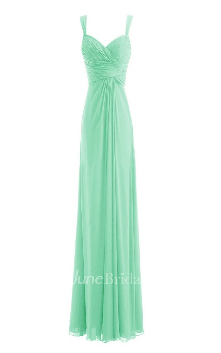 Spaghetti Straps Long Chiffon Dress With Basque Waist