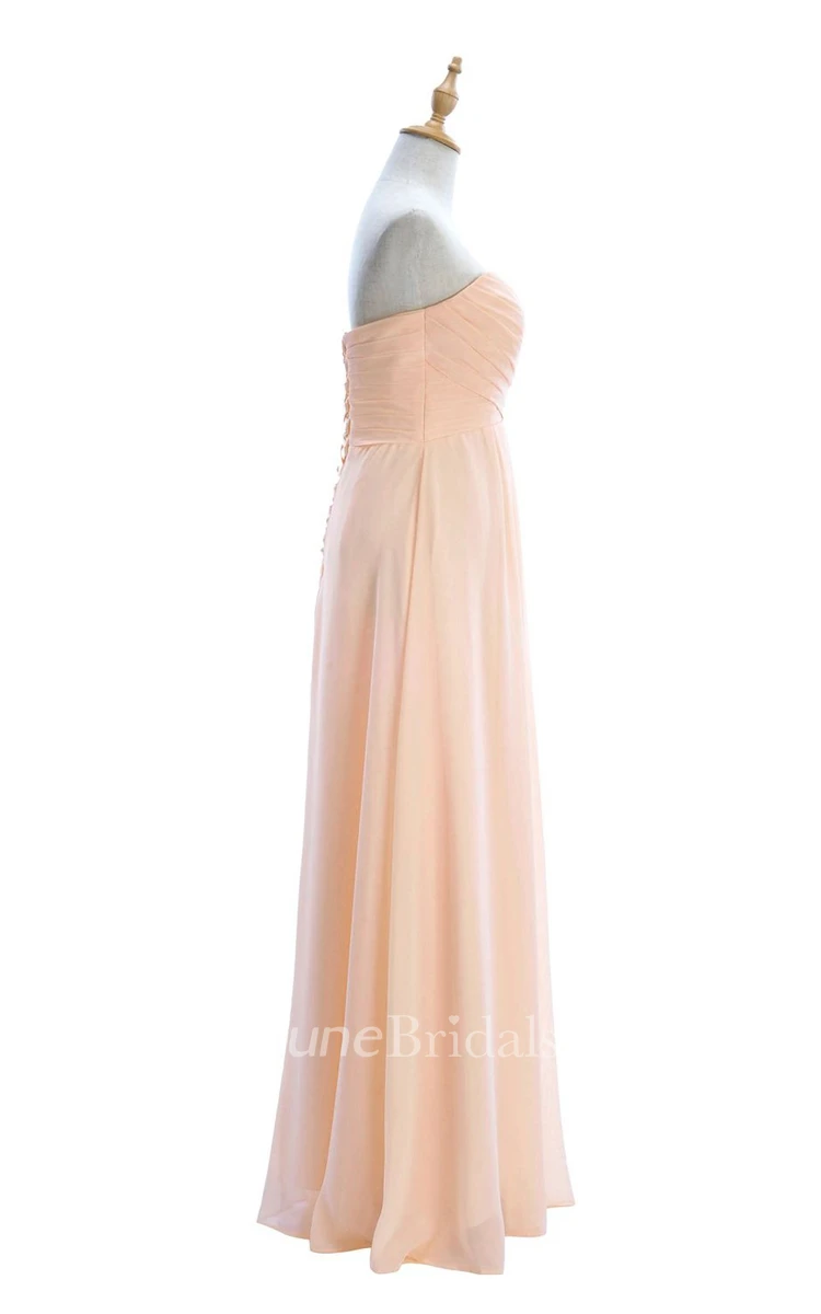 Strapless Ruched A-line Gown With Lace-up Back
