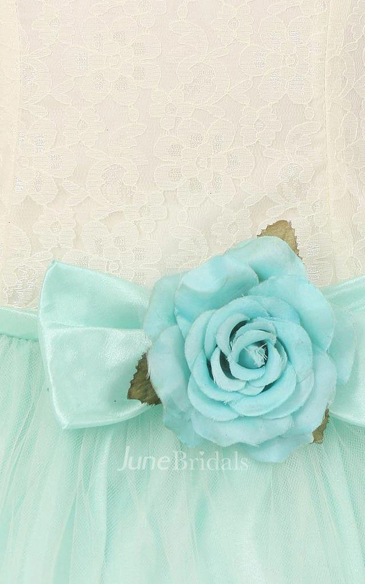 Sleeveless Dropped Dress With Flower and Pearls