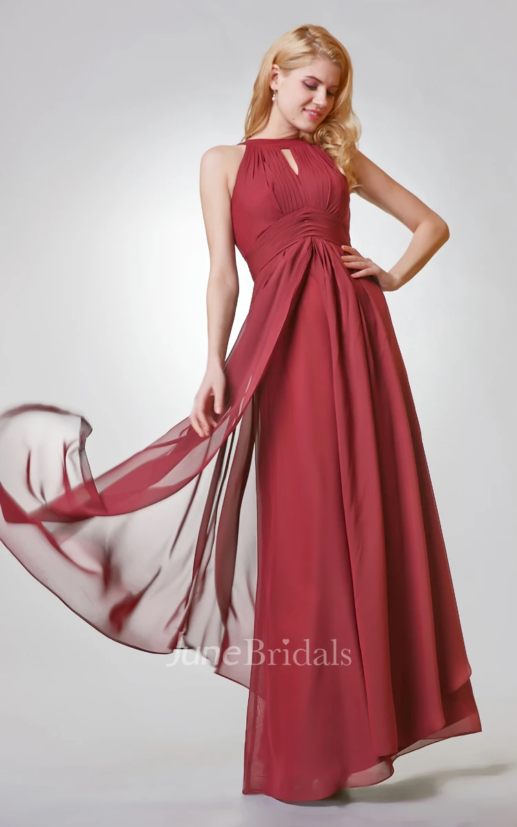 Halter Empire Long Bridesmaid Dress