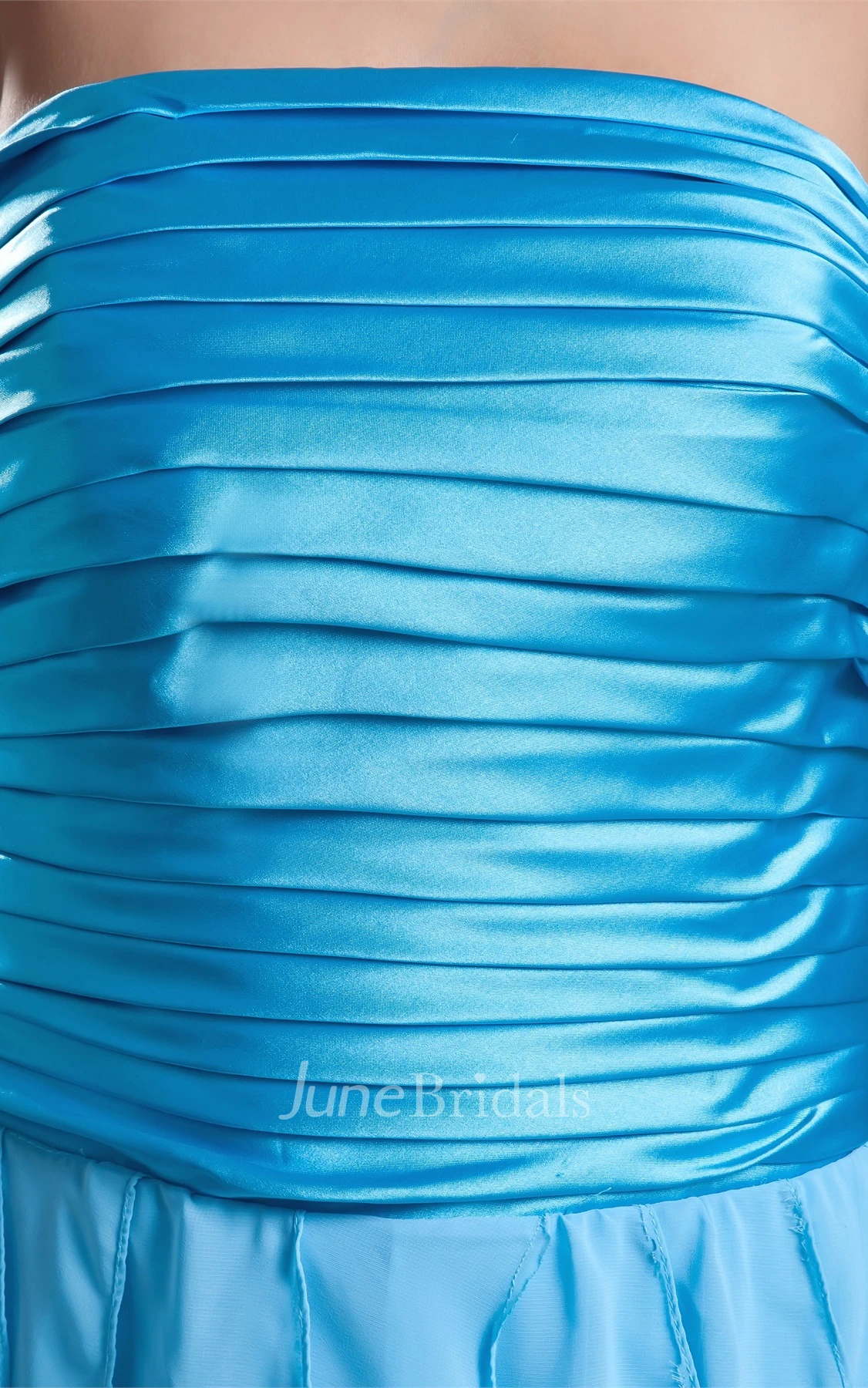 Strapless Draped Floor-Length Dress with Ruched Bodice