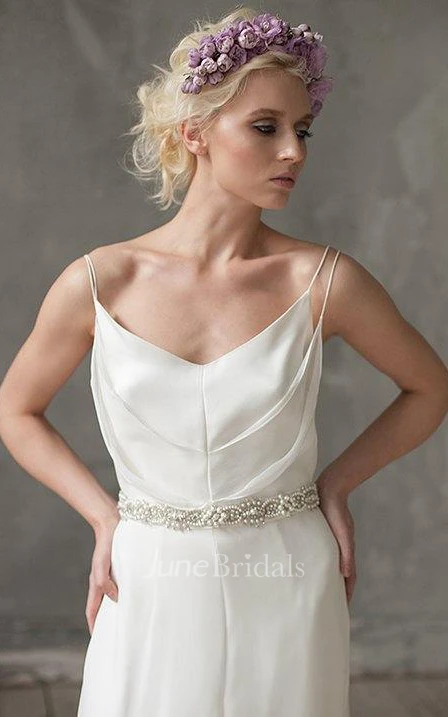 A-Line Spaghetti Split Front Dress With Waist Jewellery