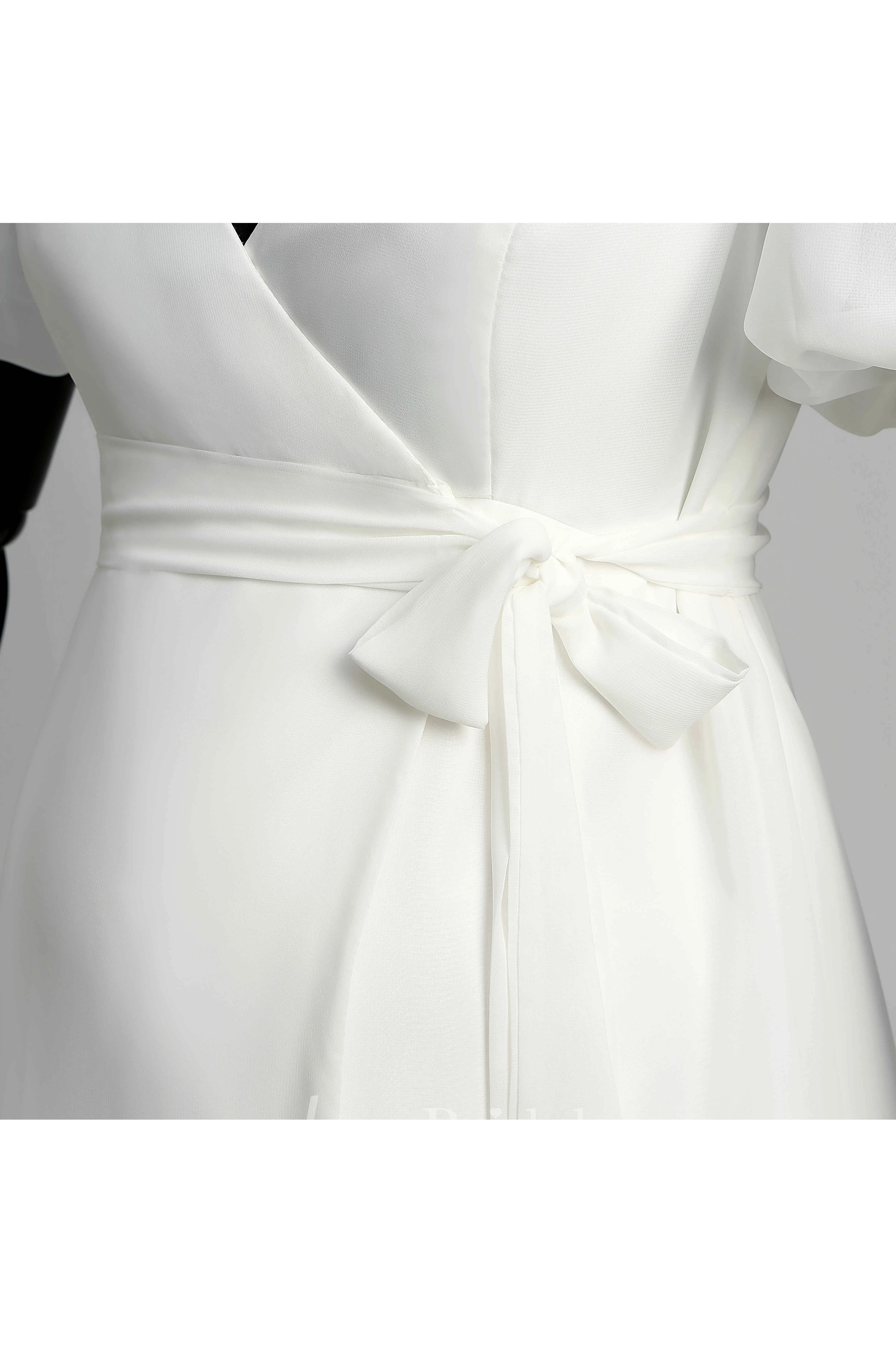 Puf Style Sleeve V-neck Long Chiffon Maternity Wedding Dress