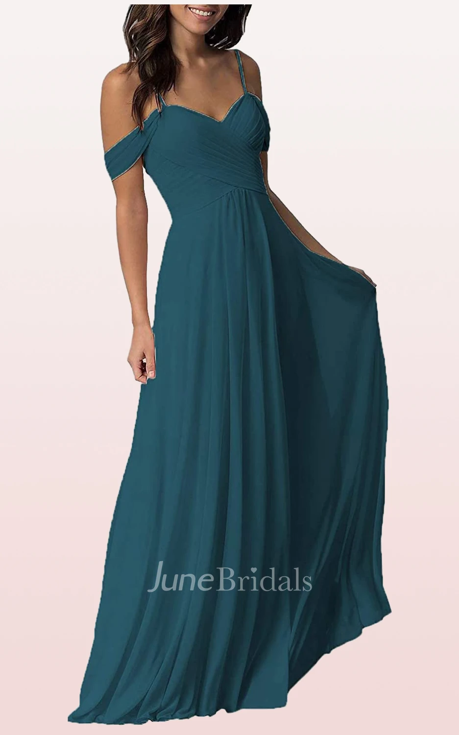 Simple A Line Off-the-shoulder Chiffon Sleeveless Bridesmaid Dress