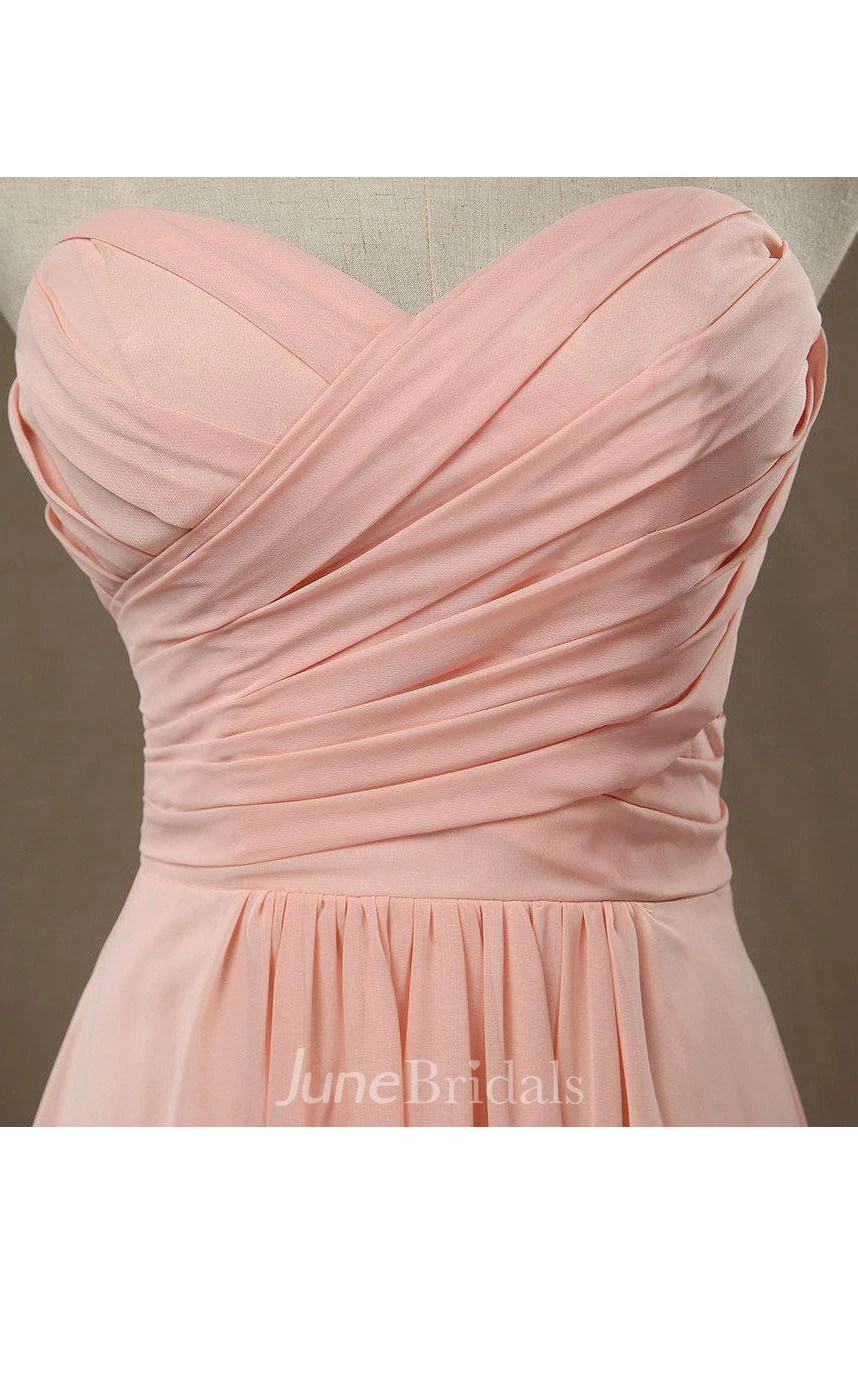Sweetheart Strapless Blush Bridesmaid Dress