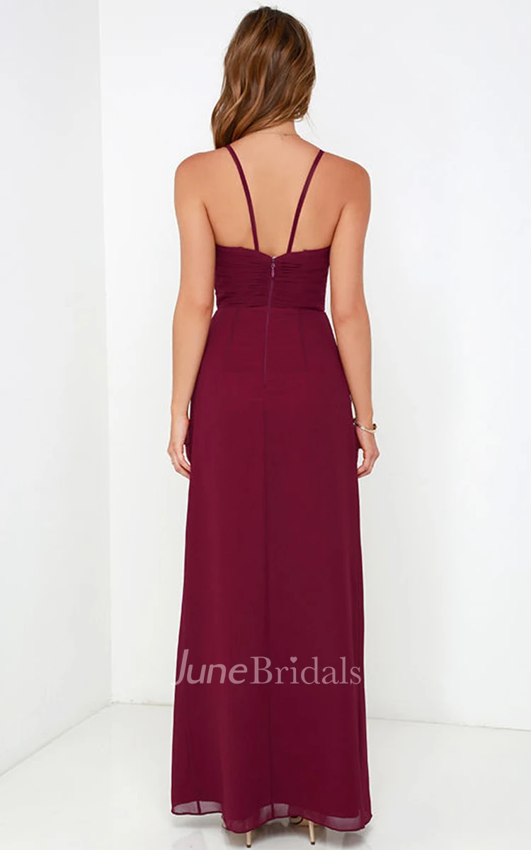 Elegant Sleeveless Chiffon Gown With Side Splits