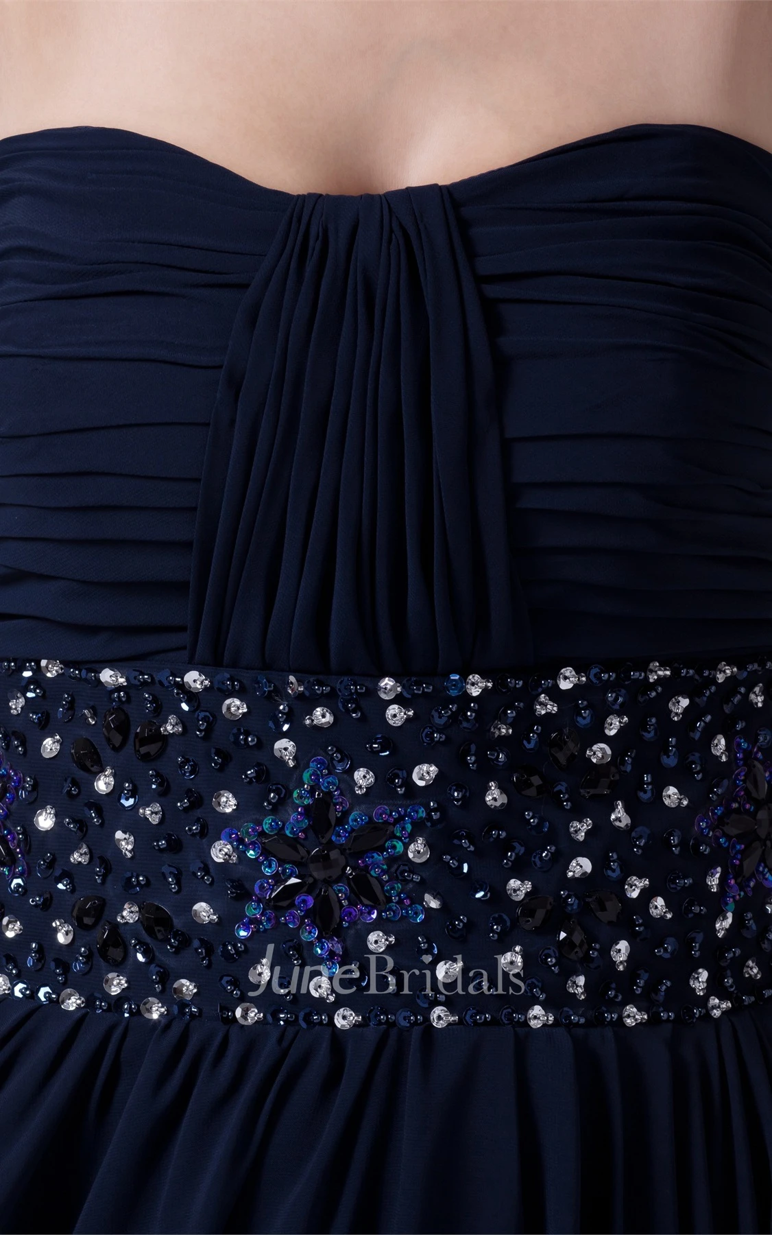 Strapless Ruched Chiffon Maxi Dress with Bolero and Beaded Waist