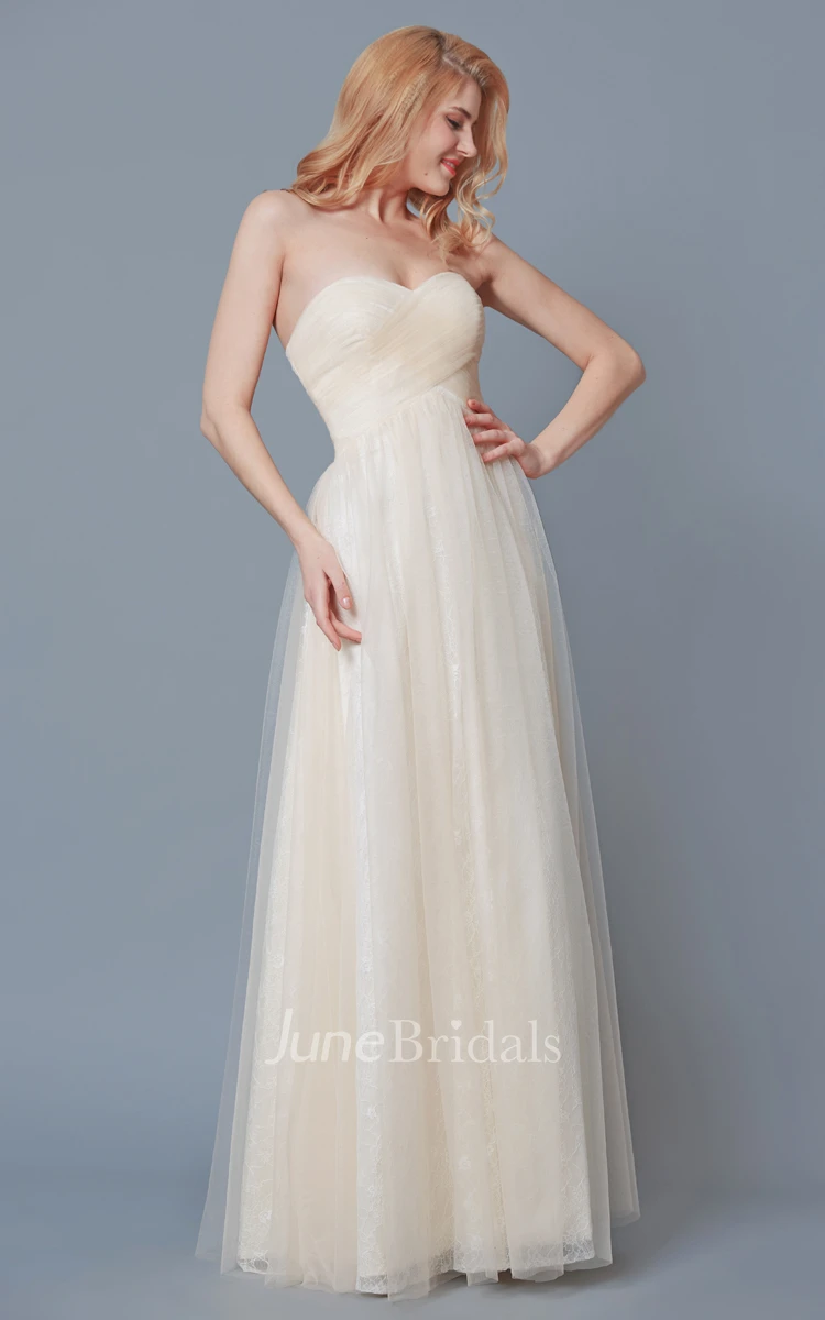 Empire Sweetheart Lace and Tulle Long Bridesmaid Dress