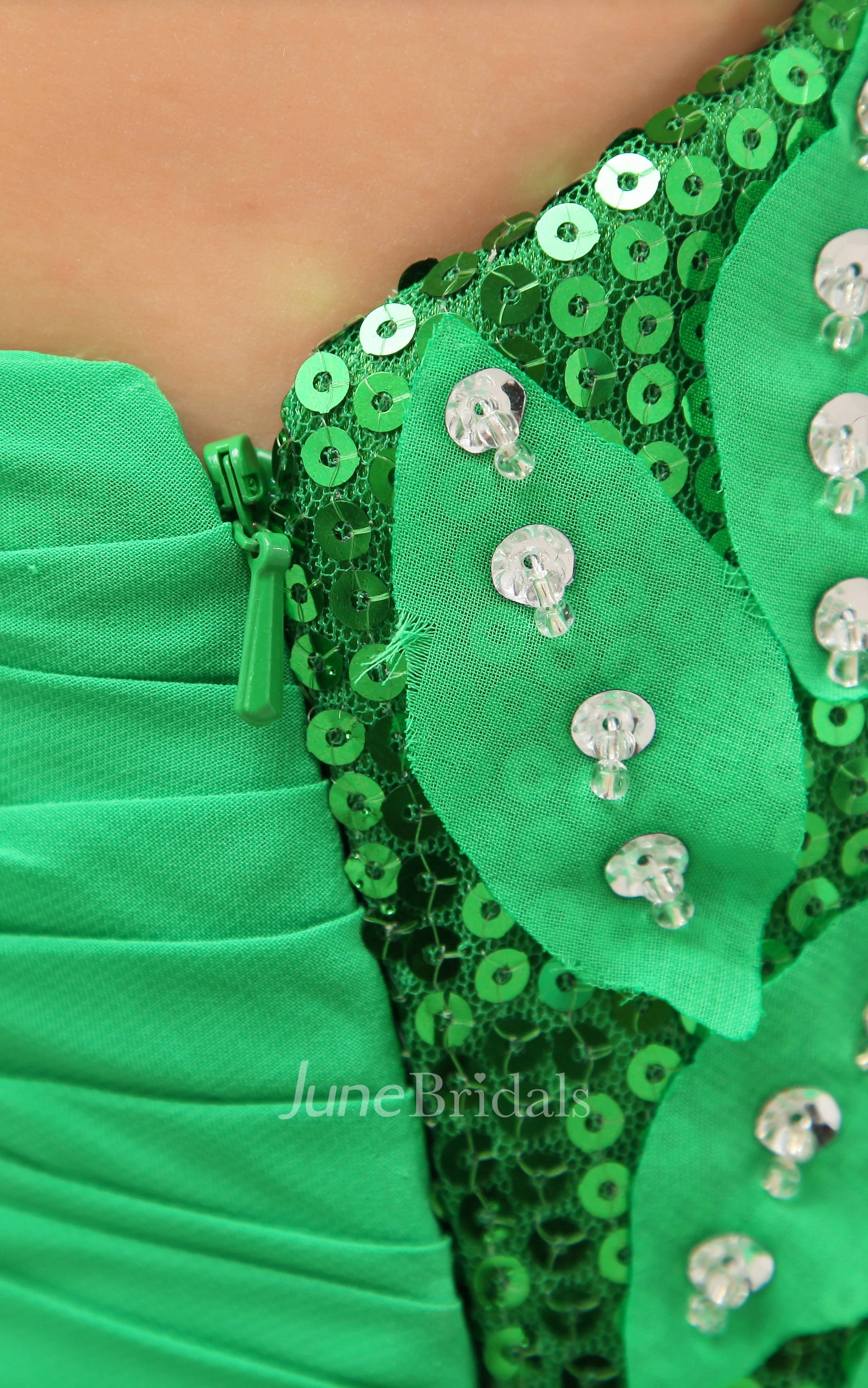 Floral One-Shoulder Front-Split Ankle-Length Dress With Ruching and Beading