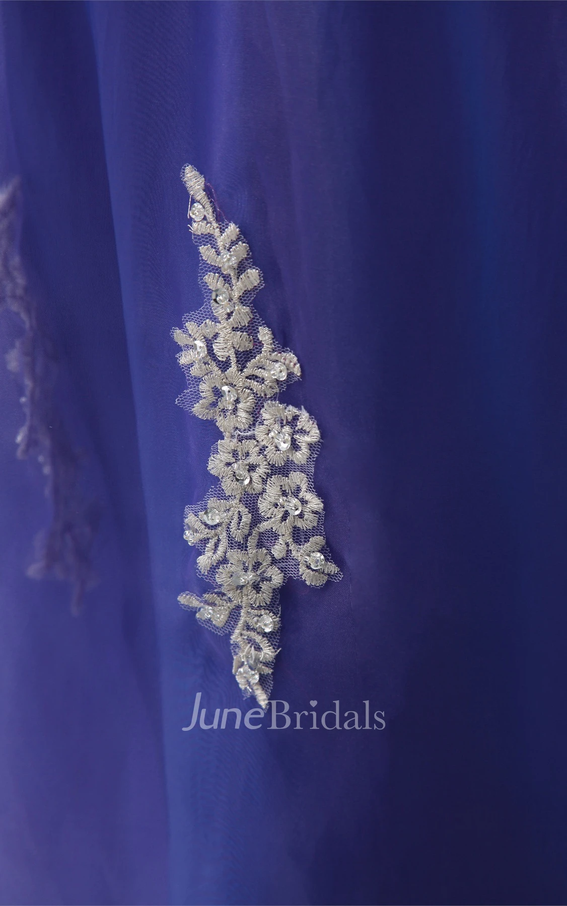 One-Shoulder Ruched Pick-Up Ball Gown with Appliques