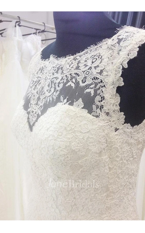 Sheath Scoop Sleeveless Lace Dress With Deep-V Back