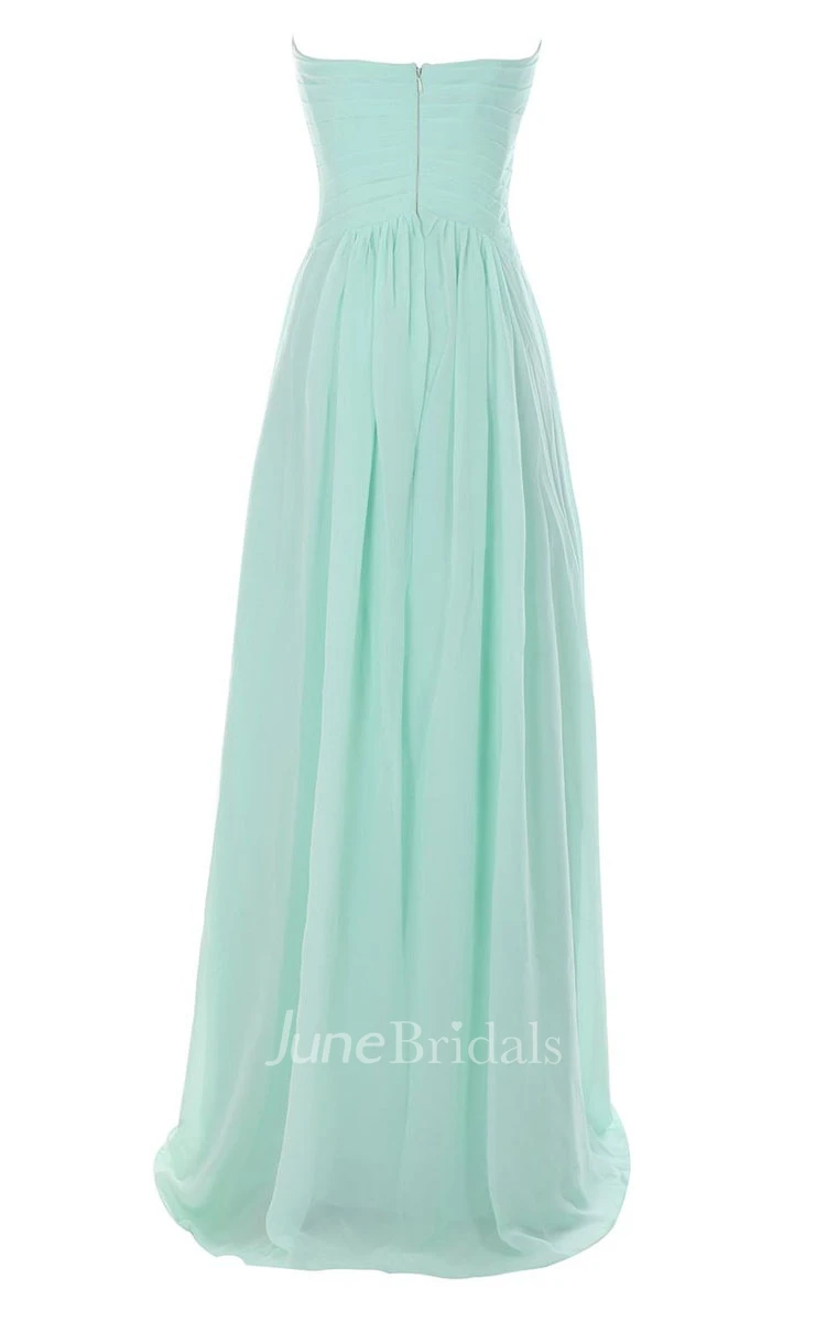 Sweetheart Long Chiffon Gown With Crisscross Ruching