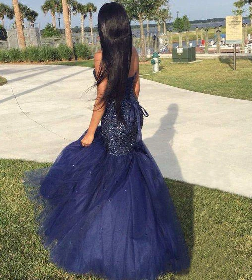 Mermaid Sweetheart Brush Train Tulle Sequins Dress