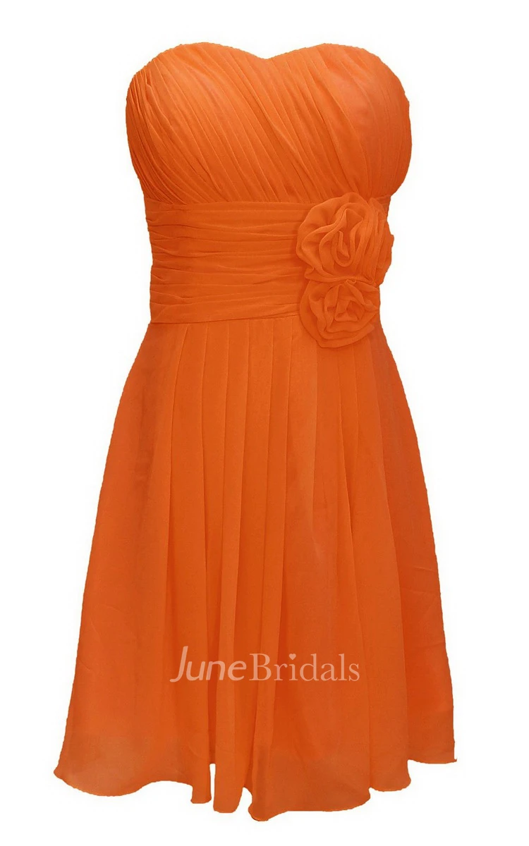 One-shoulder Sweetheart Short Dress With Floral Band