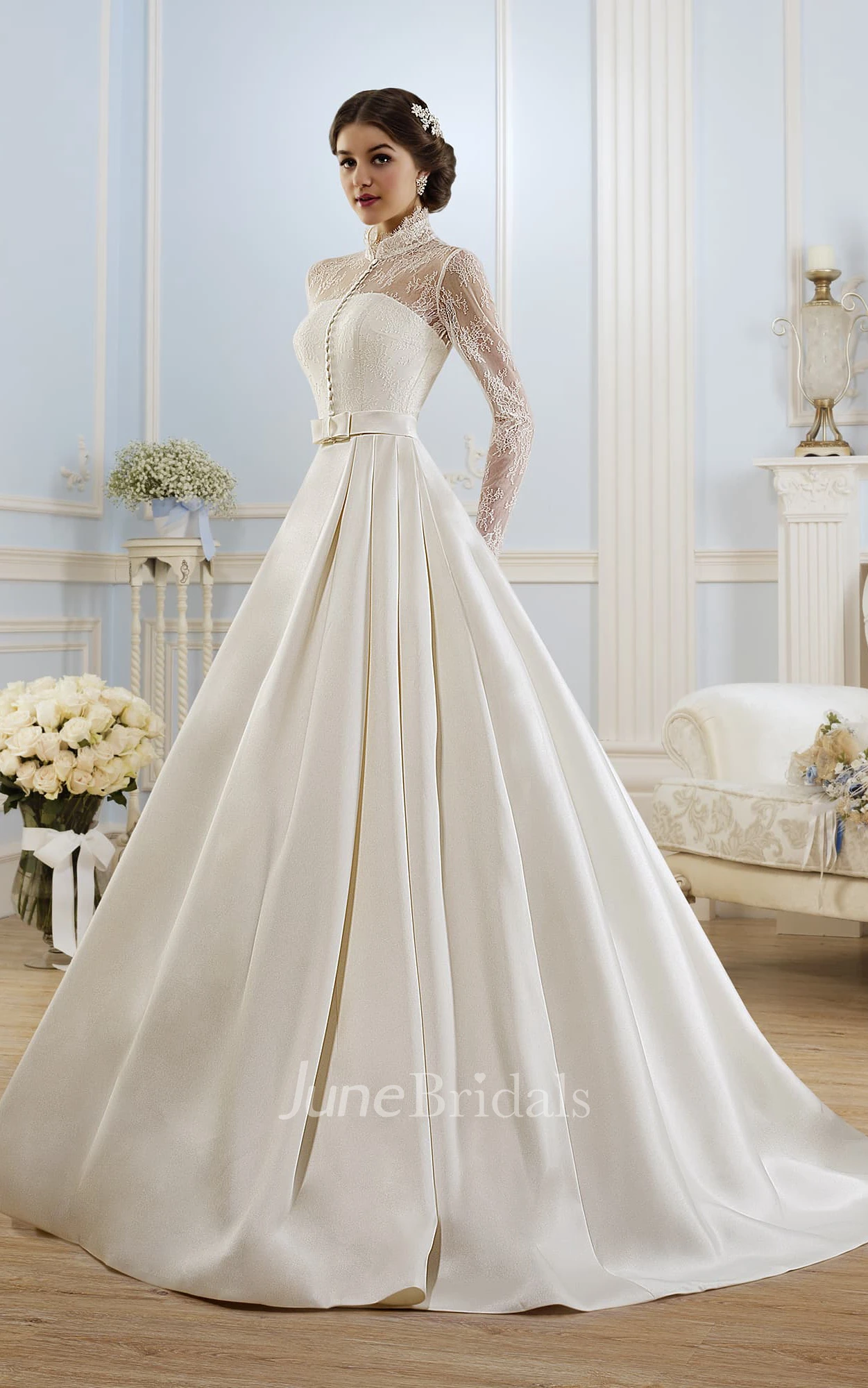 High neck hotsell long sleeve gown