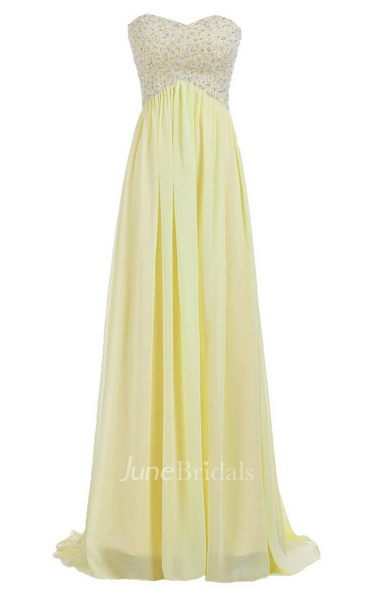 Sweetheart Empire Long Gown With Sequined Bodice