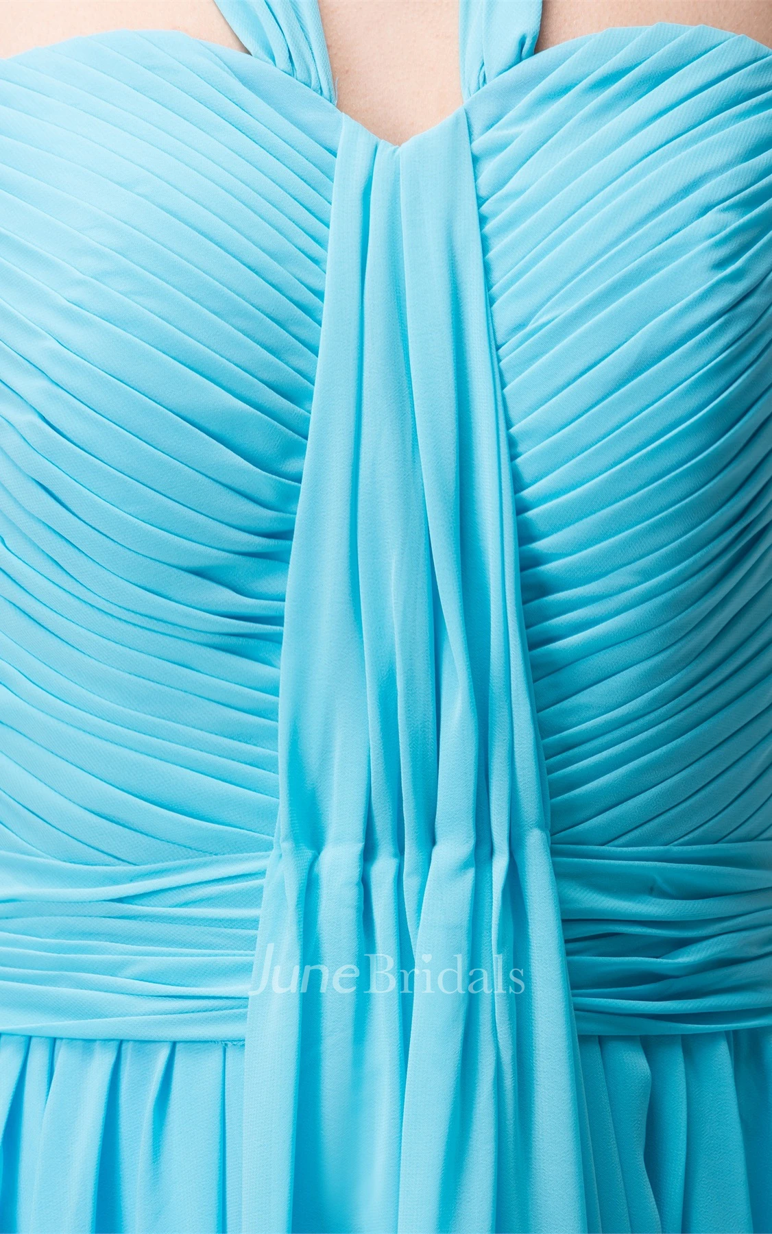 Sleeveless Criss-Cross Chiffon Dress with Pleats and Halter