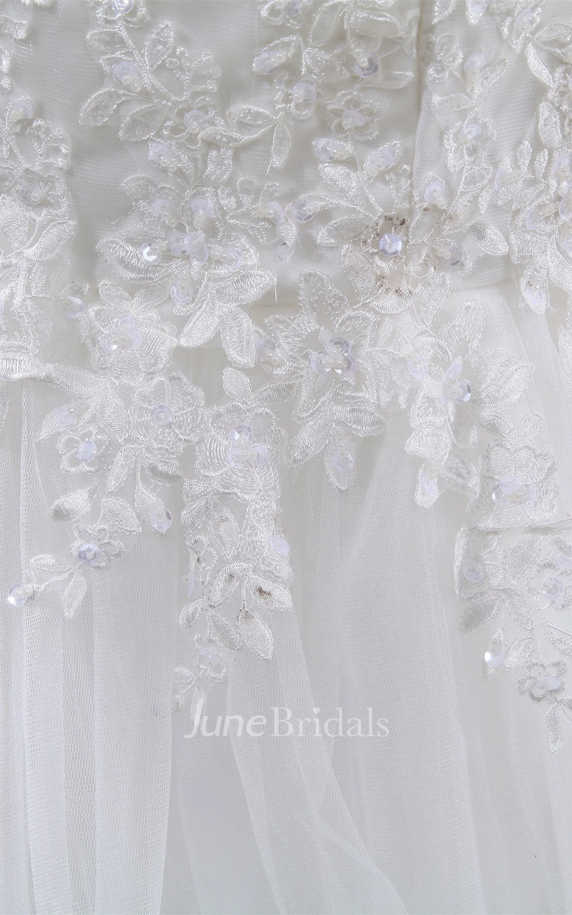 Queen-Anne Mermaid Tulle Dress with Appliques and Court Train