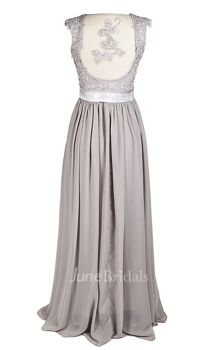 Cap-sleeve Sweetheart A-line Gown With Beaded Lace Appliques