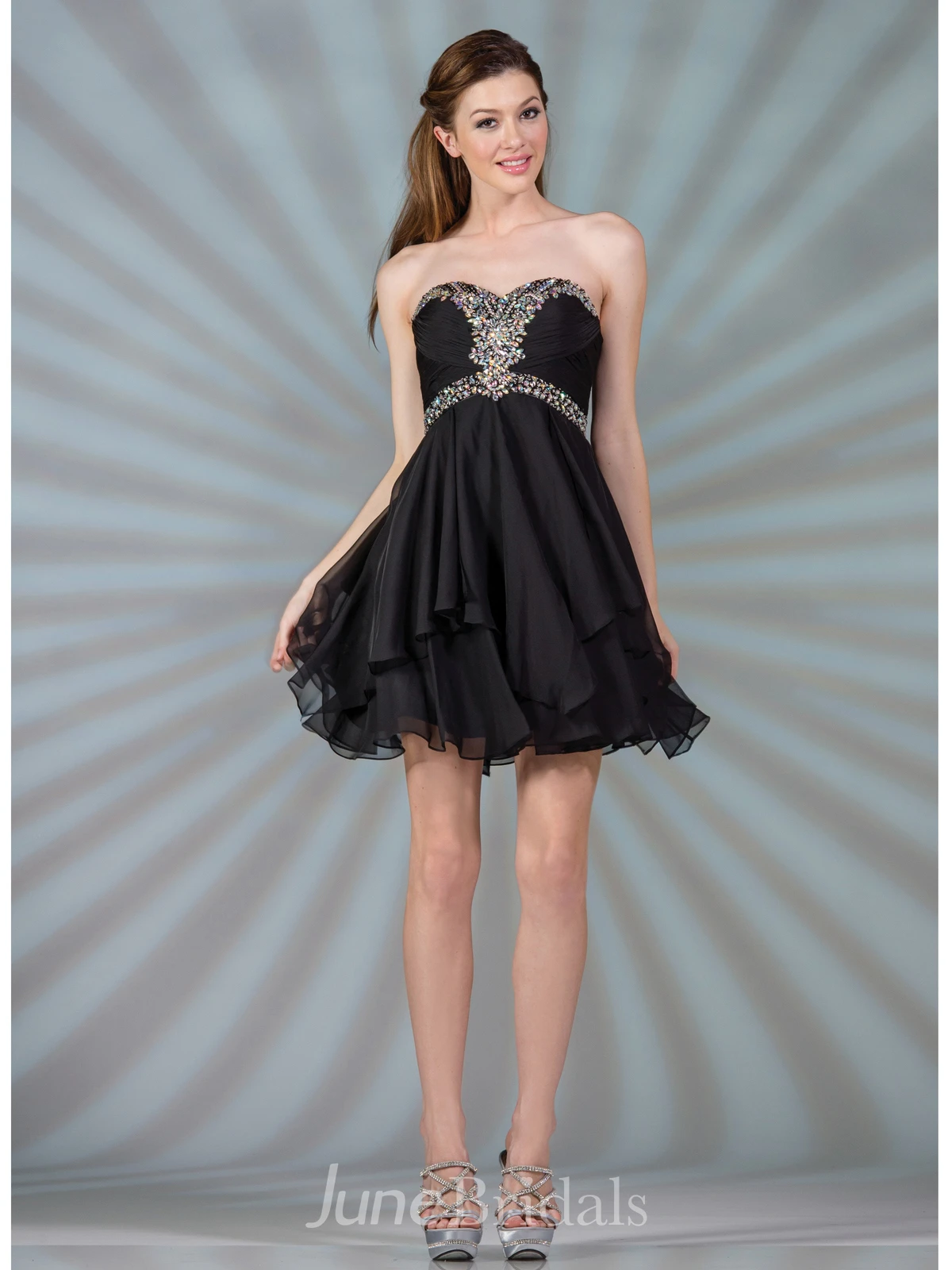 A-Line Short Sweetheart Sleeveless Chiffon Dress With Beading And Draping