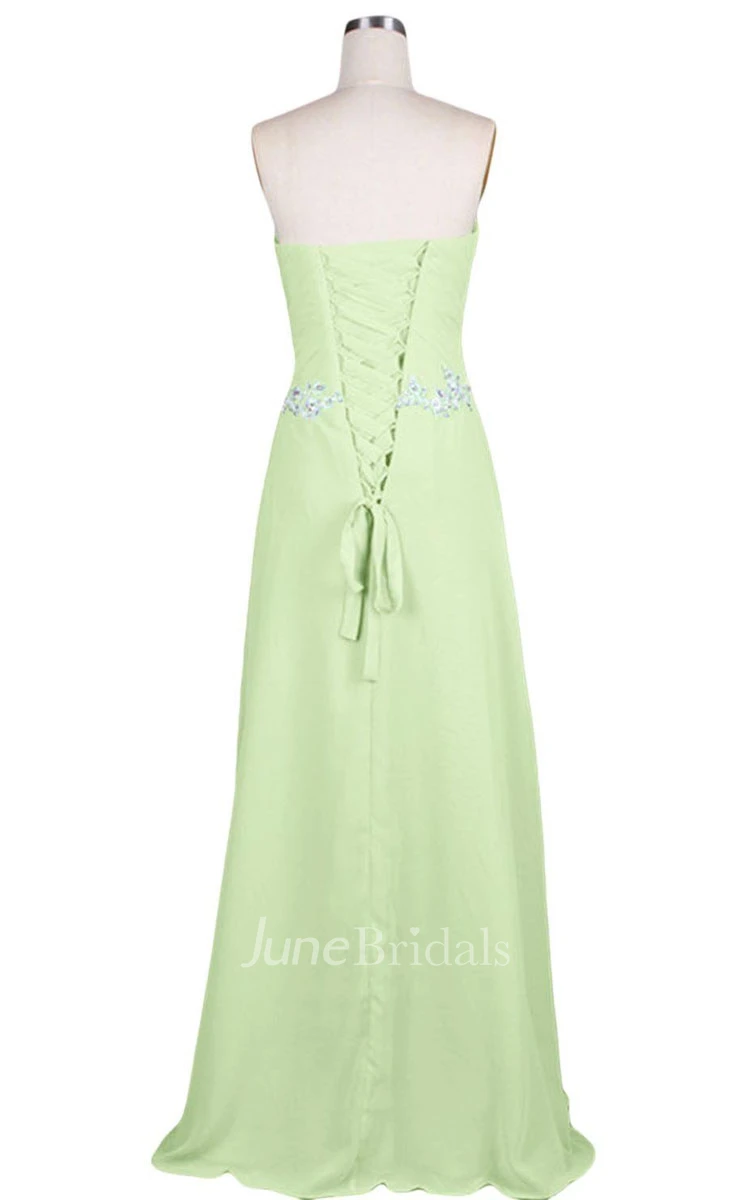 Sweetheart Pleated Beaded A-line Gown With Lace-up Back