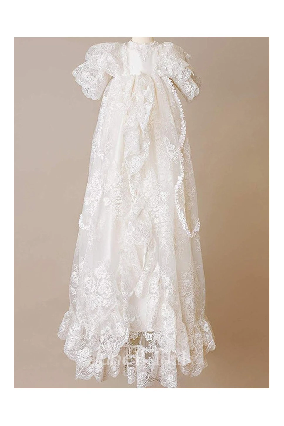 Fancy ALL Lace Christening Dress With Layered Sleeves