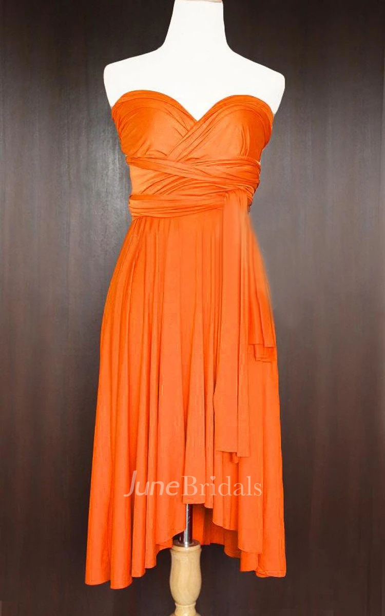 Orange Bridesmaid Convertible Wrap Wedding Cocktail Prom Twist Dress