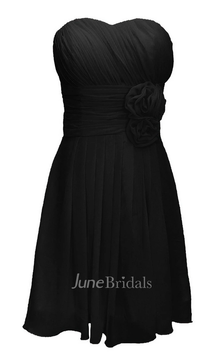 One-shoulder Sweetheart Short Dress With Floral Band