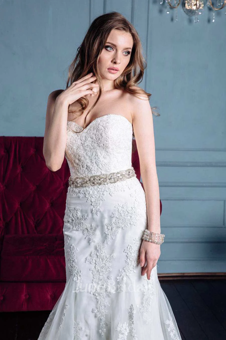 Mermaid Trumpet Satin Lace Wedding Dress