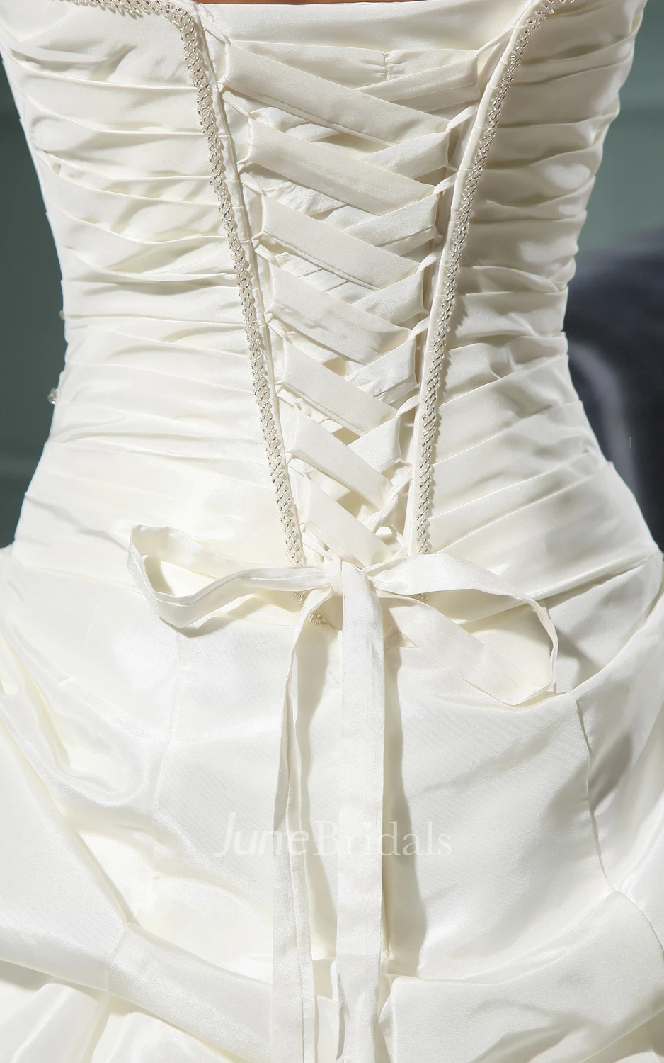 Sweetheart Sleeveless Pick-Up A-Line Gown With Lace And Ruching