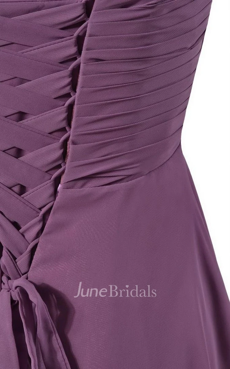 Sleeveless Empire Chiffon Dress With Floral Strap