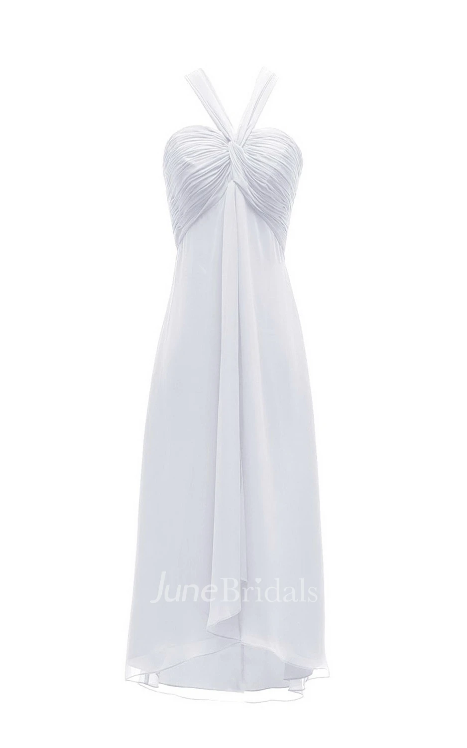 Sleeveless Ruched Bust Midi-length Layered Chiffon Dress